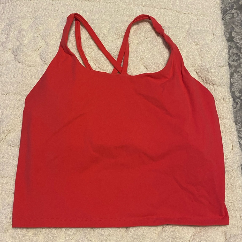 RED | cross back crop top sports bra size M